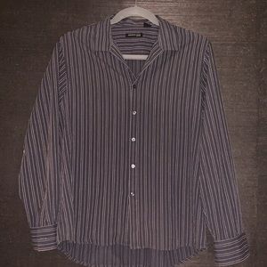 Kenneth Cole casual dress shirt - Black with White-stitched pinstripes. Size XL